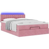  Otomanski krevet s madracem&LED ružičasti 140x190 cm baršunasti | Eponuda.com