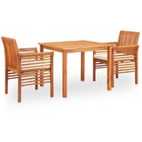 The Living Store Zunanja jedilna garnitura z blazinami 3-delna trdna akacija - Zunanji Jedilni Komplet, (21472006) | Shoptok.si