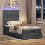 vidaXL Otomanski posteljni okvir z vzmetnico siv 90x190 cm blago | Shoptok.si
