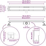  Odvod za prho s stekleno zaščito Črna 80 cm Nerjaveče jeklo 304, (5000248870) | Shoptok.si