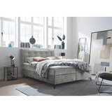 MID.YOU POSTELJA Z VZMETNICO 182 cm x 210 cm , tekstil, leseni material siva | Shoptok.si