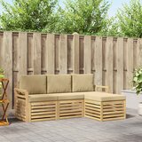 Set vanjskih sofa 4 pcs Bijela i bež 193,5 x 122,5 x 73 cm | shoptok.hr
