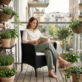 Multi Garden vrtna fotelja s jastukom, stolica za balkon, terasu, vrt, crna | shoptok.hr
