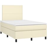 Krevet box spring s madracem LED krem 120x200cm od umjetne kože | shoptok.hr