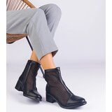 Gemre Black mesh block heel ankle boots Melarka | Shoptok.si