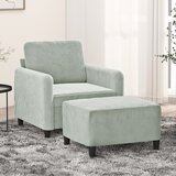  Fotelja s tabureom svjetlosiva 60 cm baršunasta | Eponuda.com