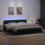 Box Spring krevet s madracem i LED tamno zeleni 180x220 cm baršun Cijene