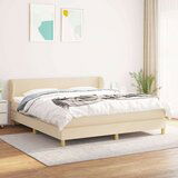  Box spring postelja z vzmetnico krem 180x200 cm blago Cene