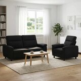  Set sofe 2 pcs Crna Tkanina - Crna Jednostruka + Dvostruka (140 cm) | shoptok.hr