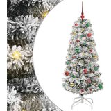 vidaXL Umetno Zložljivo Božično Drevo Zelena in bela 150 cm PVC | Shoptok.si