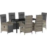 vidaXL 7-delni vrtni jedilni set z blazinami v sivi poli ratan, (22115873) | Shoptok.si