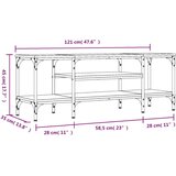 vidaXL TV omarica dimljeni hrast 121x35x45 cm inženirski les in železo | Shoptok.si