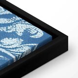  Slika - Retro Ornament Decorative Motif in Worn Blues 90x60 U crnom drvenom okviru | shoptok.hr