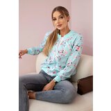 Kesi Women's floral sweatshirt with a zipper light mint | Shoptok.si