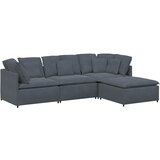 Modularna sofa s podnožjem i jastucima, baršunasta tamno siva | Shoptok.si
