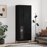 The Living Store Visoka komoda črna 69,5x34x180 cm inženirski les - Visoka Omarica, (21435442) Cene