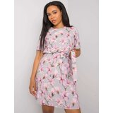 Fashion Hunters Larger gray flowered dress with a tie | shoptok.hr