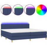  Krevet box spring s madracem LED plavi 200x200 cm od tkanine | shoptok.hr
