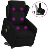 Masažni naslonjač na podizanje od tkanine crni | shoptok.hr