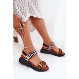 Boto Womens wedge sandals leopard and zebra brown Monera | Shoptok.si
