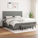  Box spring postelja z vzmetnico temno siva 200x200 cm blago, (20851623) | Shoptok.si
