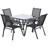 Garden Line Vrtni set, kvadratni stolić s 4 stolice – crni Cijene