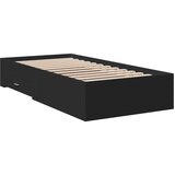  The Living Store Posteljni okvir s predali črn 100x200 cm inženirski les - Posteljni Okvir, (21446111) | Shoptok.si