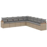 Maison Chic Seti vrtnega pohištva - Vrtna garnitura - Vrtni pohištvo set 9-delna z blazinami bež poli ratan, (21804055) | Shoptok.si