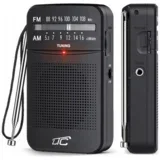 am/fm žepni radio na baterije črn