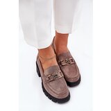VINCEZA Eco Suede Women's Lace-Up Shoes With Decoration Ciemnobeżowe 39921 | shoptok.hr