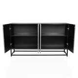 MID.YOU Široka Komoda Metallio, Črna, Srebrna | Shoptok.si
