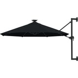 The Living Store Stenski senčnik z LED in kovinskim drogom 300 cm črn - Senčnik, (21750549) | Shoptok.si