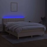  Box spring postelja z vzmetnico LED krem 140x200 cm blago, (20899666) | Shoptok.si