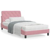 vidaXL Postelja z vzmetnico roza 100x200 cm žamet | Shoptok.si