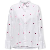 Only Topi &amp; Bluze New Lina Grace Shirt L/S - Bright White/Heart Bela cene