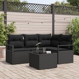 vidaXL 5-dijelni vrtni sofa set s jastučićima bež poly rattan, sofa za 2 osobe s pohranom i jastučićima crni poly rattan | shoptok.hr