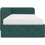 VidaXL Kotna postelja z vzmetnico Temno zelena 90 x 200 cm blago Slike