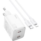 Hoco adapter (kućni punjač) N42 2 x type c + kabl type c na lightning pd qc 45W gan beli Cene