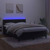 vidaXL Krevet box spring s madracem LED crni 140x200 cm baršun | shoptok.hr