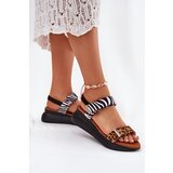 Boto Womens wedge sandals leopard and zebra brown Monera | Shoptok.si