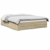 Maison Chic Posteljni okvir - Dvoposteljna postelja - Zakonska postelja s predali sonoma hrast 150x200cm inženirski les, (21694053) Cene