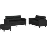  3-dijelni set sofa s jastucima crni od umjetne kože | shoptok.hr