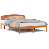 vidaXL Posteljni okvir z naslonjalom Voskasta rjava 140x200 cm Trden les Bor | Shoptok.si