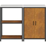 vidaXL Kuhinjski set za pohranu s policom s pohranom s vratima Podesiva 2 pcs Rđa 120 x 50 x 92 cm | shoptok.hr