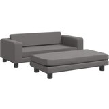 The Living Store Otroški kavč s stolčkom za noge siv 100x50x30 cm umetno usnje - Otroški Kavč, (21494777) | Shoptok.si