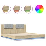  The Living Store Posteljni okvir z vzglavjem in LED sonoma hrast 200x200 cm - Posteljni Okvir, (21498098) | Shoptok.si