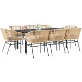  9-dijelni vrtni blagovaonski set s jastucima poliratan i staklo Smeđa 200 x 100 x 74 cm | shoptok.hr