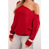 Kesi Włoski Asymmetrical batwing women's viscose sweater burgundy | shoptok.hr