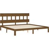  Okvir kreveta s uzglavljem boja meda 200x200cm od masivnog drva | Shoptok.si