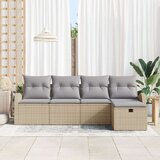 vidaXL 5-delni vrtni kavčni set z blazinami Bež poli ratan, (22090969) | Shoptok.si